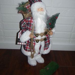 BIG FATHER CHRISTMAS SANTA FIGURE w/FLUFFY WHITE BEARD & BOOTS NWT